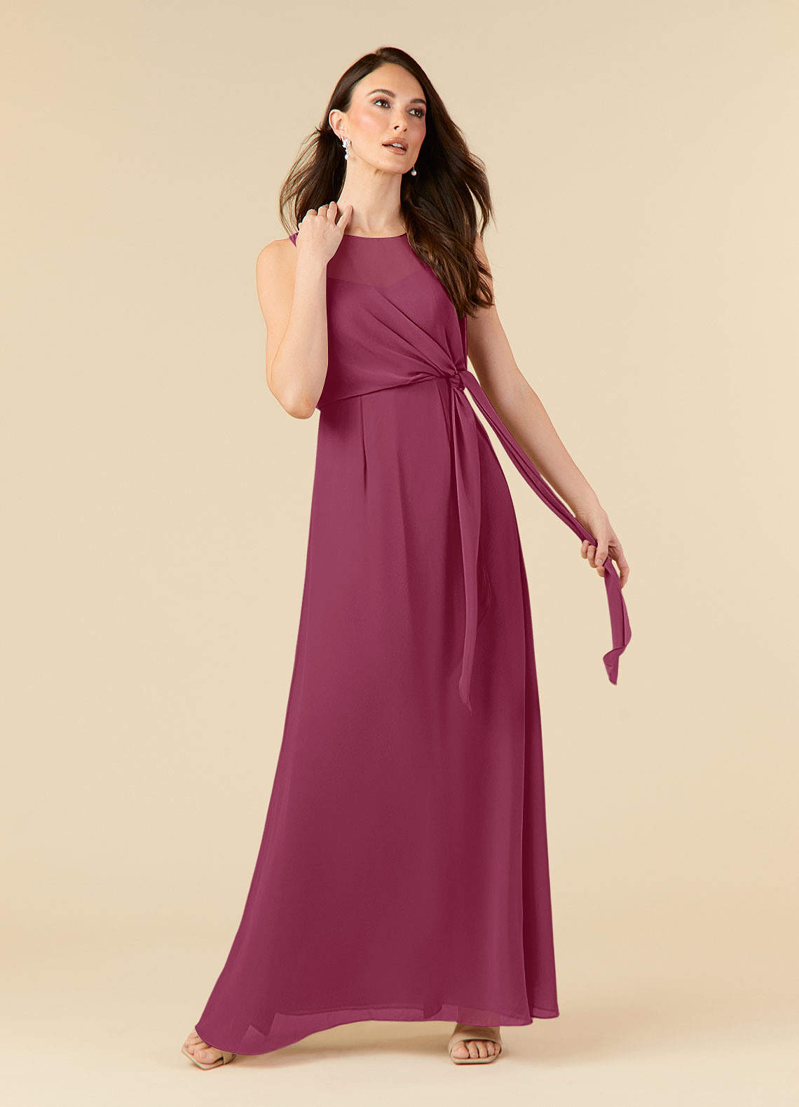 Azazie Marchioness Mother of the Bride Dresses Mulberry A-Line Scoop Pleated Chiffon Dress image1