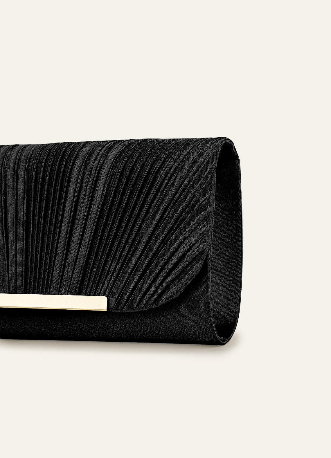 front Satin Pleated Envelope Clutch