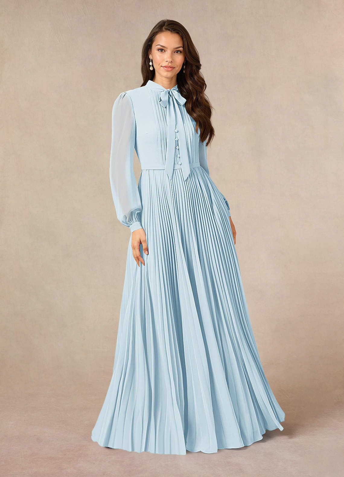 Azazie Adellah Mother of the Bride Dresses Sky Blue A-Line Pleated Chiffon Dress image1