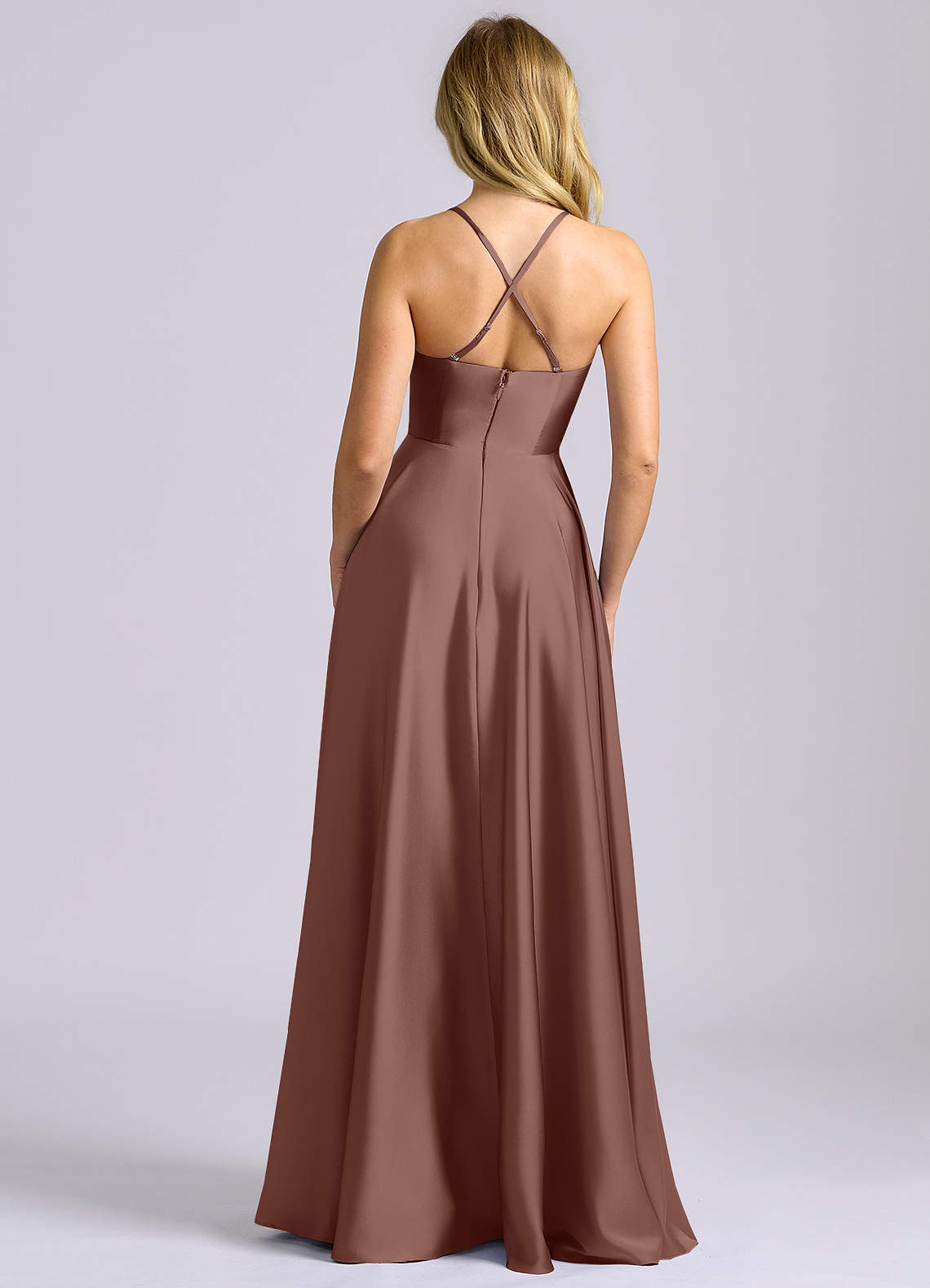 Azazie Truce Espresso Stretch Satin Bridesmaid Dresses | Azazie