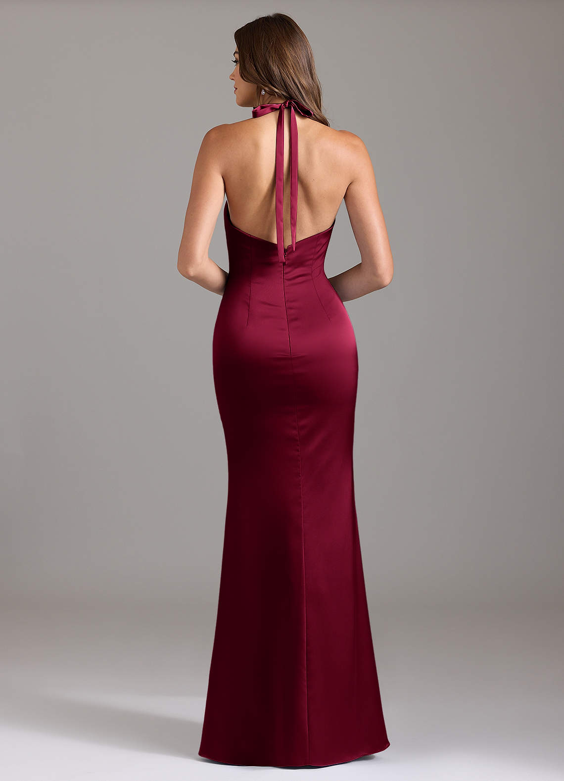 Azazie Valerie Brudtärnklänningar Klä av Sjöjungfru i Stretch Satin Plisserad Bourgogne image1