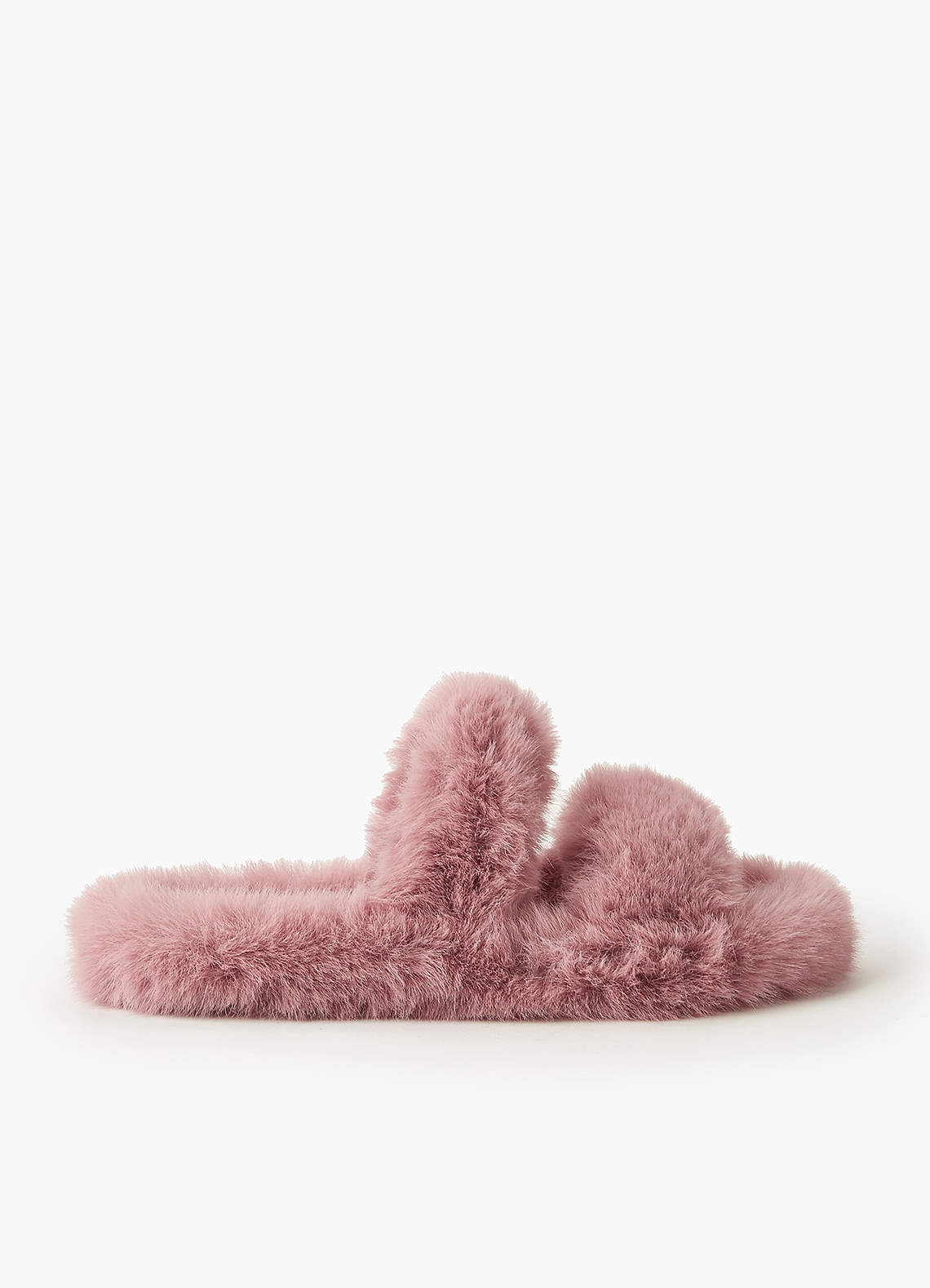 front Double Strap Fuzzy Slippers