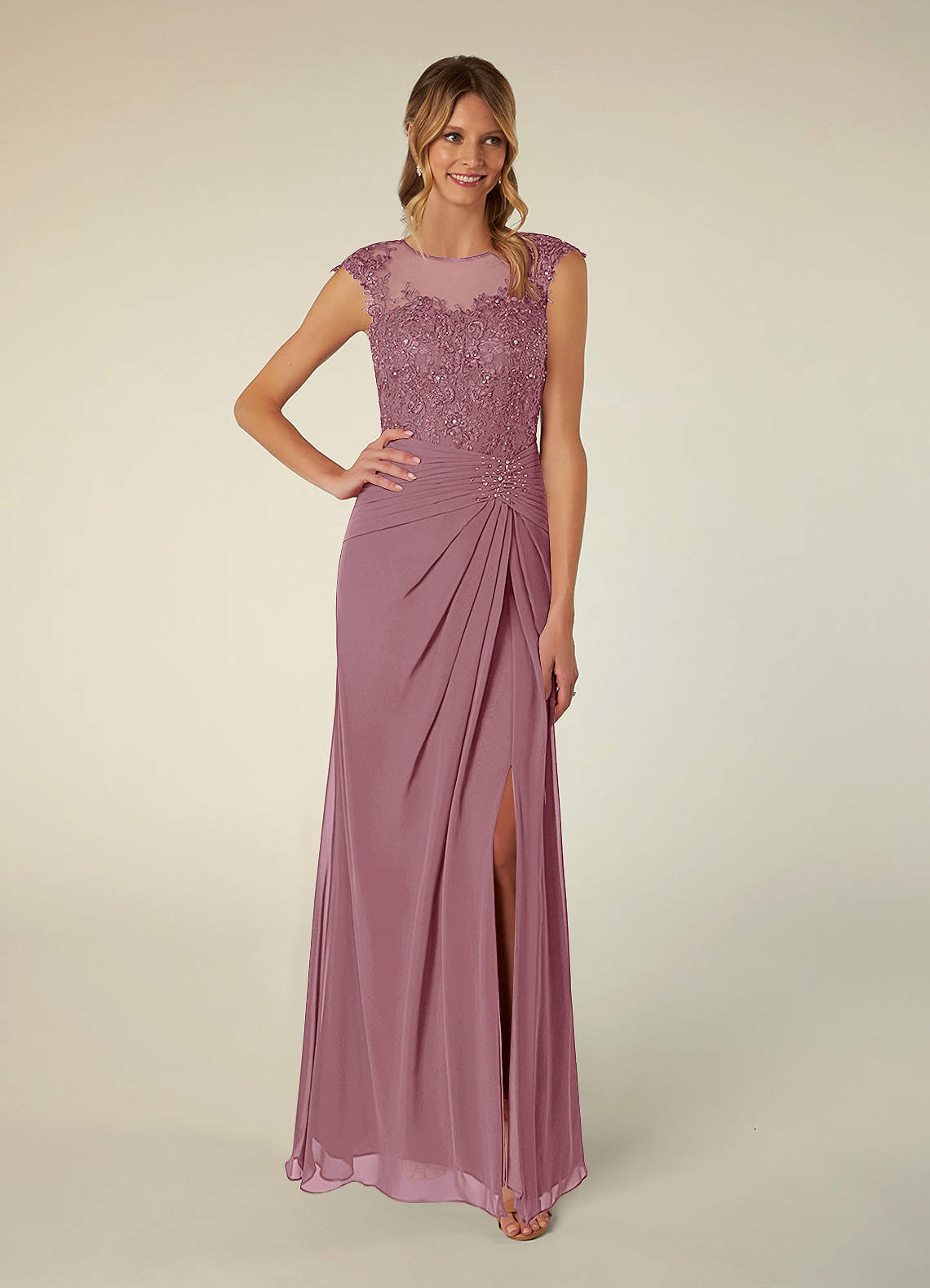 Azazie Libby Mother of the Bride Dresses Vintage Mauve A-Line Scoop Sequins Chiffon Dress image1