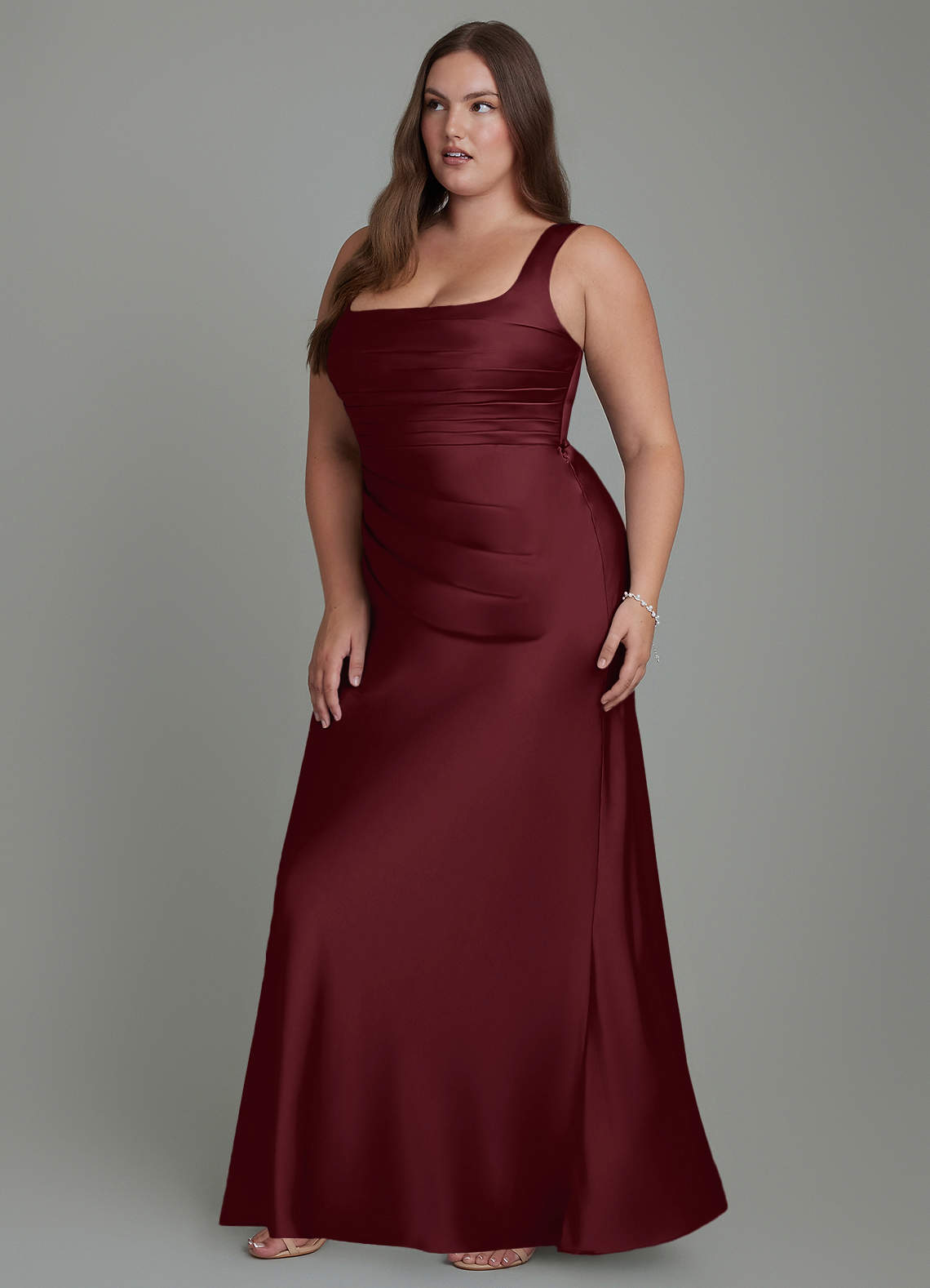 Azazie Agustina Bridesmaid Dresses Cabernet Mermaid Corset Stretch Satin Dress image10