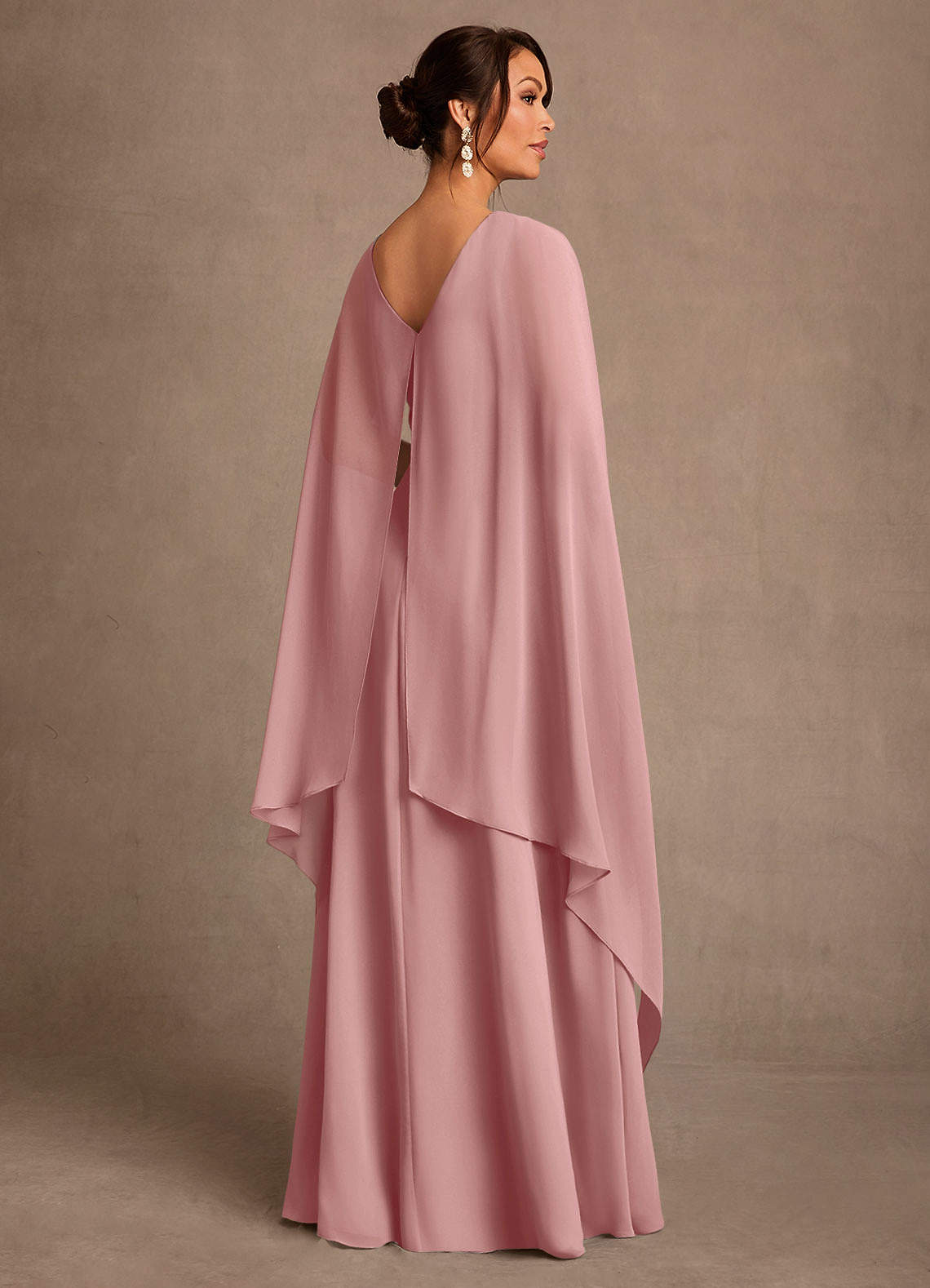 Azazie Liddie Mother of the Bride Dresses Dusty Rose A-Line Pleated Chiffon Dress image2