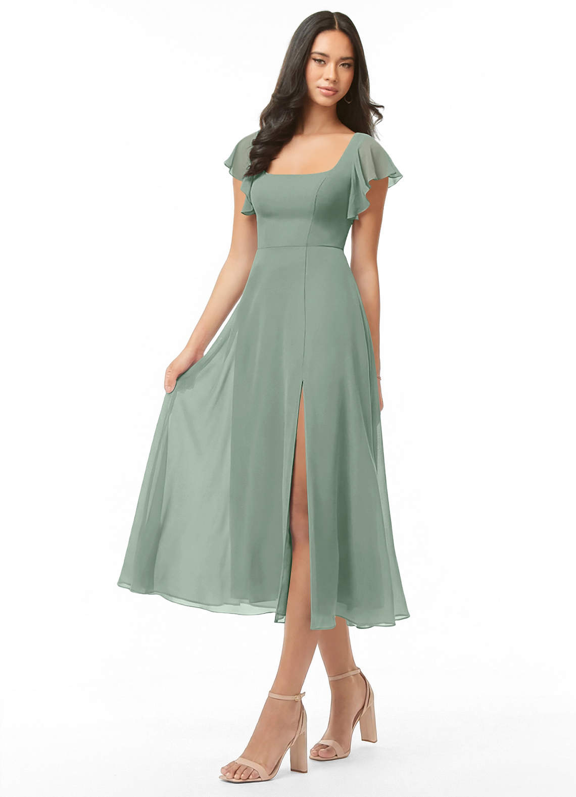 sage green tea length bridesmaid dresses Budget-friendly Dusty Sage Bridesmaid Dresses