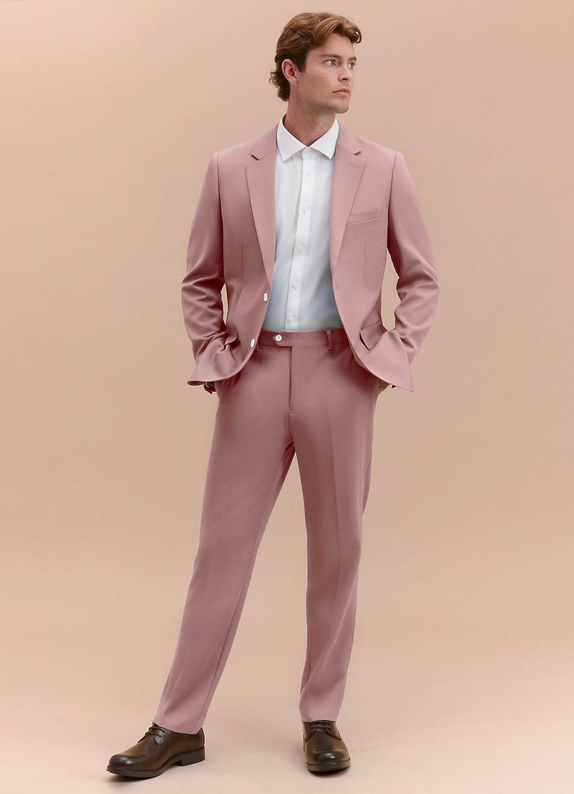 front James Dusty Rose Structured Stretch Suit