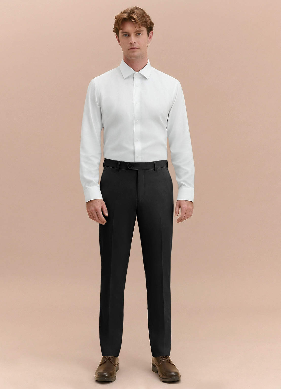 front Vincent Svart Strukturerade klänningsbyxor med hög stretch