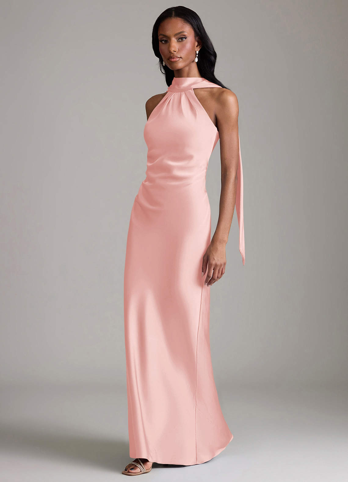 Azazie Cassiana Finale sale Jurk van Stretch Satijn met Zeemeermin Geplooid Sky Blue image4