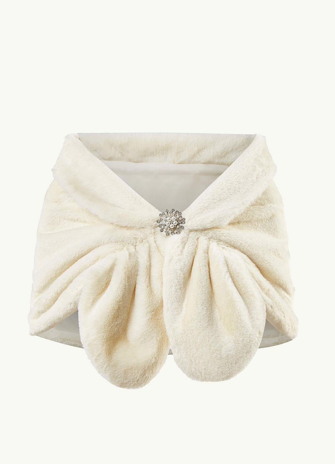 front Brooch Faux Fur Cape