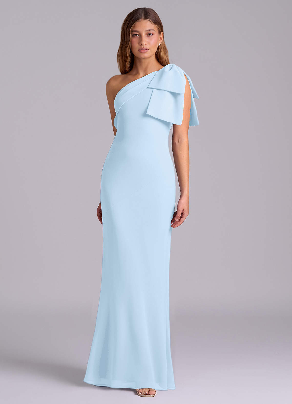 Azazie Yuanna Bridesmaid Dresses Sky Blue Mermaid One Shoulder Chiffon Dress image4