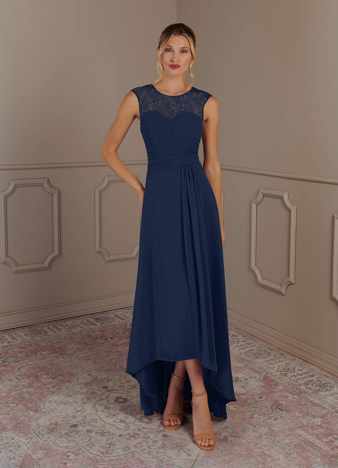 Navy blue hotsell asymmetrical dress