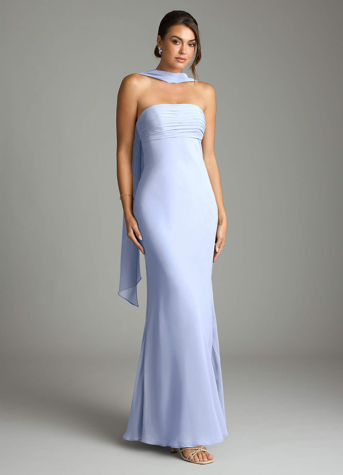 Azazie Saylor Brudtärnklänningar Klä av Sjöjungfru i Chiffong Axelbandslös Is image1