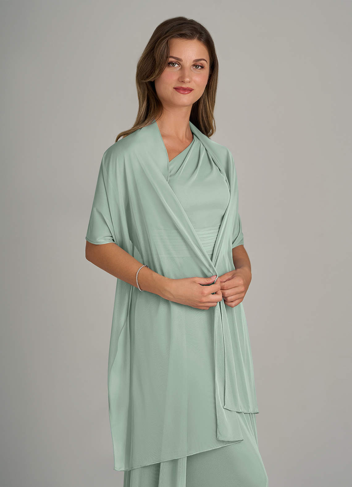 front Azazie Matching Color Ireland Mesh Shawl
