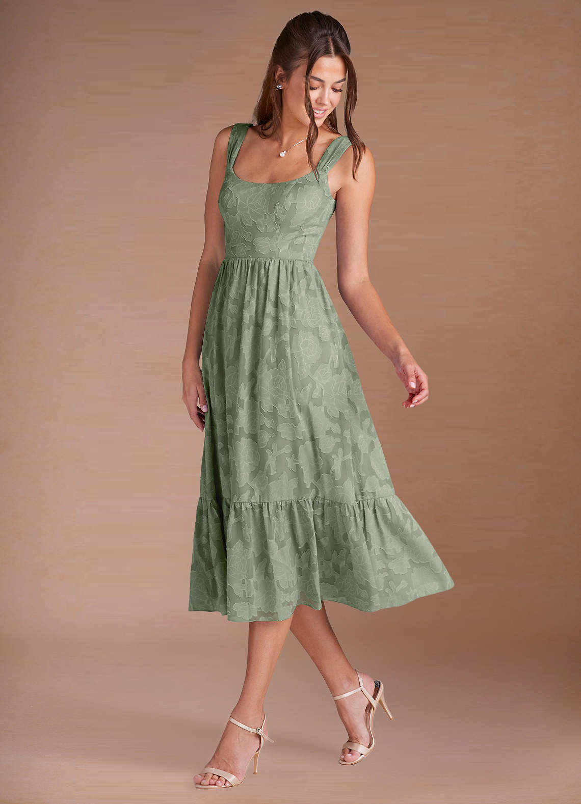 Juliette Pistachio Midi Dress | Azazie