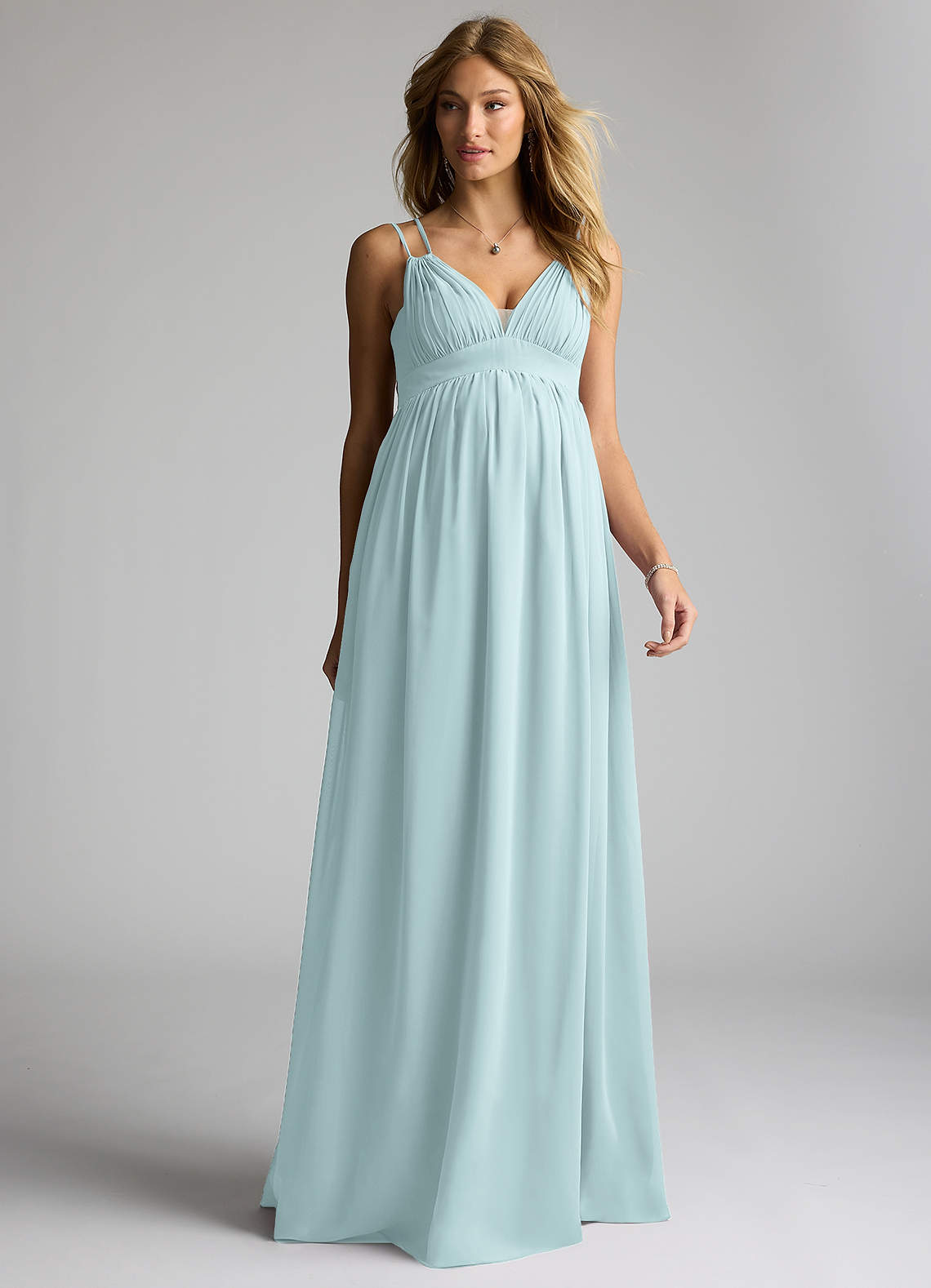 Azazie Emree Brautjungfernkleider für Schwangere A-Linie Chiffon Bodenlänge Kleid image1