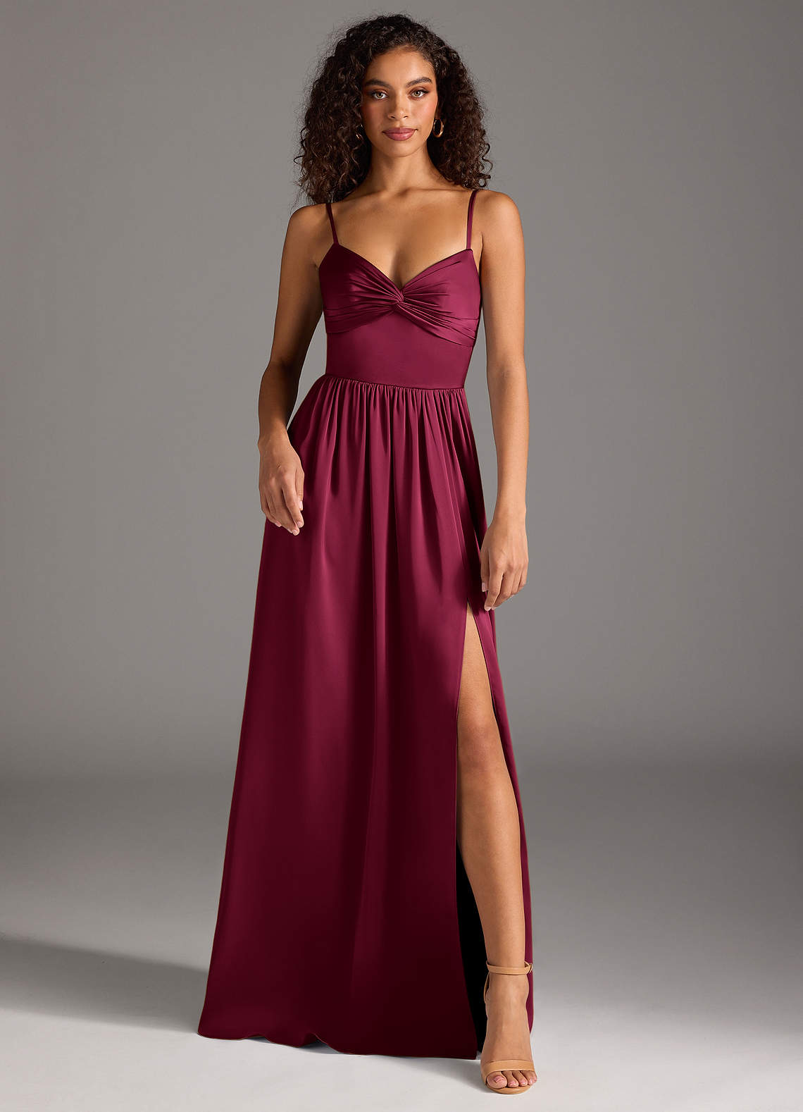 azazie maroon stretch satin dress Azazie A-Line Square Neck Long Sleeve Floor-Length Stretch Satin Bridesmaid Dresses