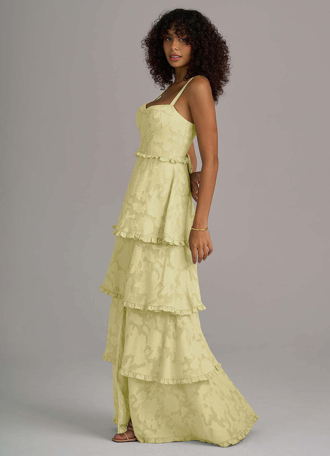 ち*ん様 sugar フローラル ハイネック マキシドレス Azazie Romie Lemon Sorbet Floral Burnout Bridesmaid Dresses | Azazie