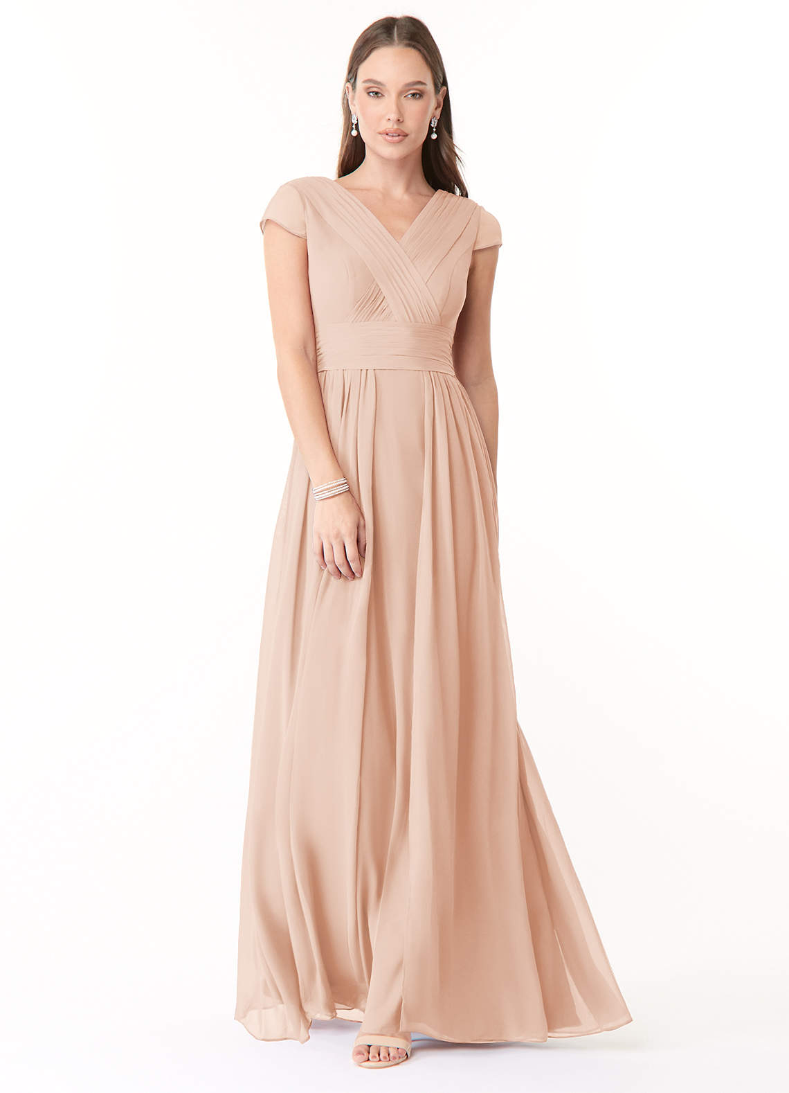 Azazie Organa Abiti da Damigella Abito A-Line in Chiffon Plissettato Rosa Inglese image1