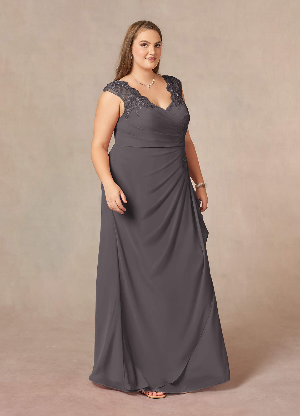 gray plus size a-line dress Smak Parlour Plus Size Silver Mock Turtleneck Fit & Flare Dress – Unique  Vintage main image 0