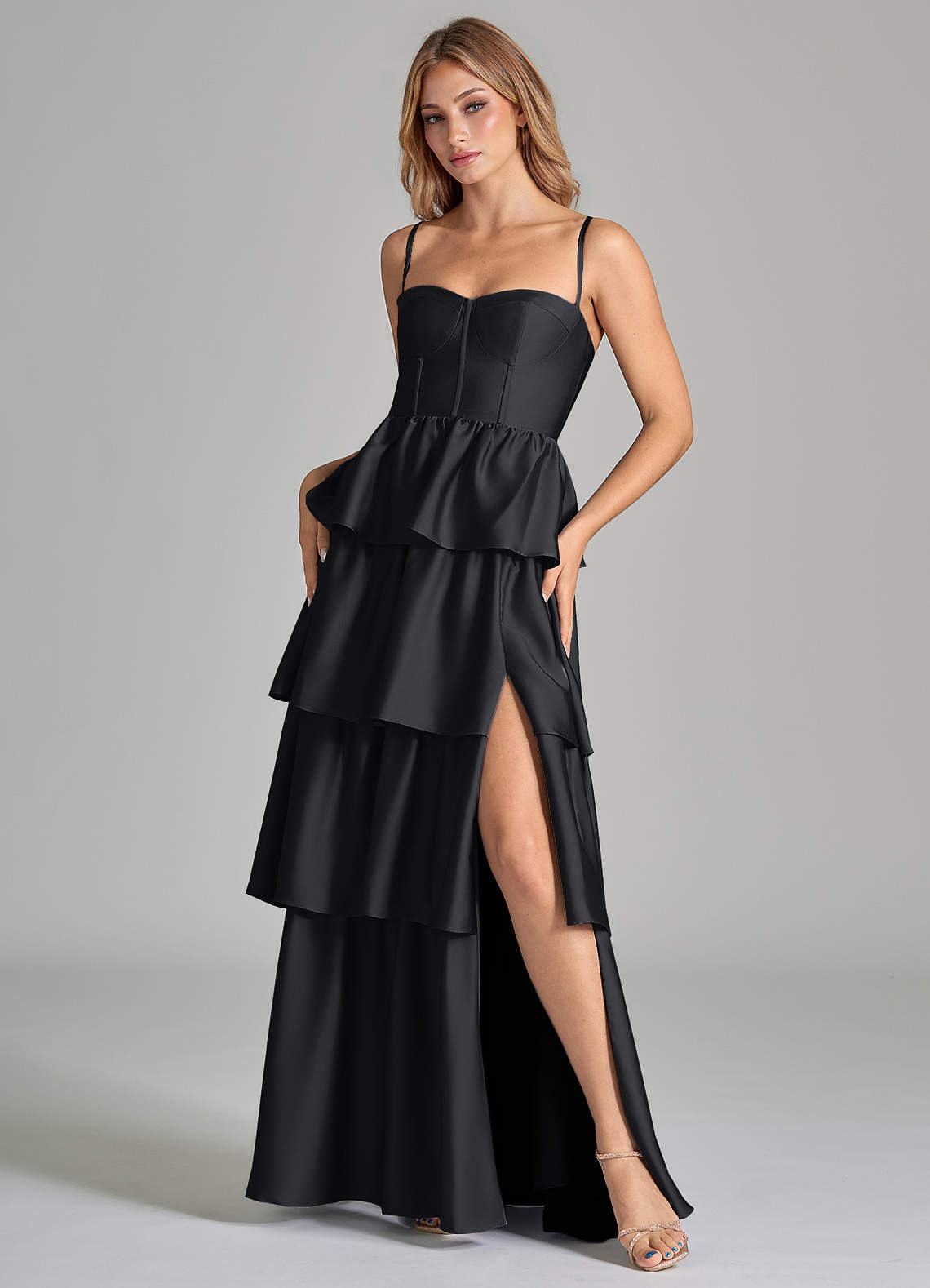green emerald velvet dress Traelithris Elegant Sheath One Shoulder Slit Long Satin Party Dresses, Vintage Mauve main image 1