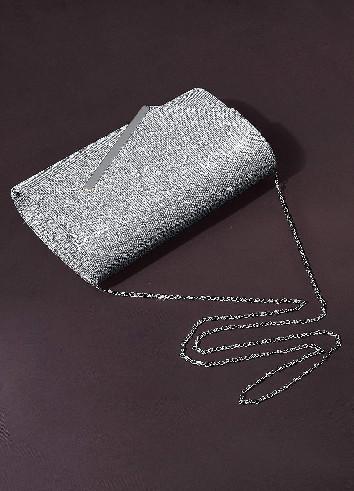 Silver Micronized Glitter Envelope Bag Azazie