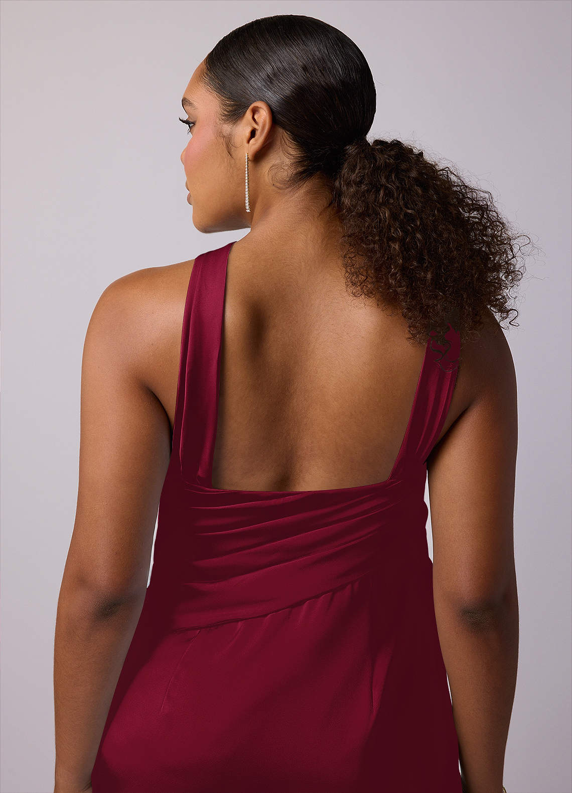 Barbie ♥ Azazie Bridesmaid Dresses Burgundy Mermaid One Shoulder Stretch Satin Dress image11