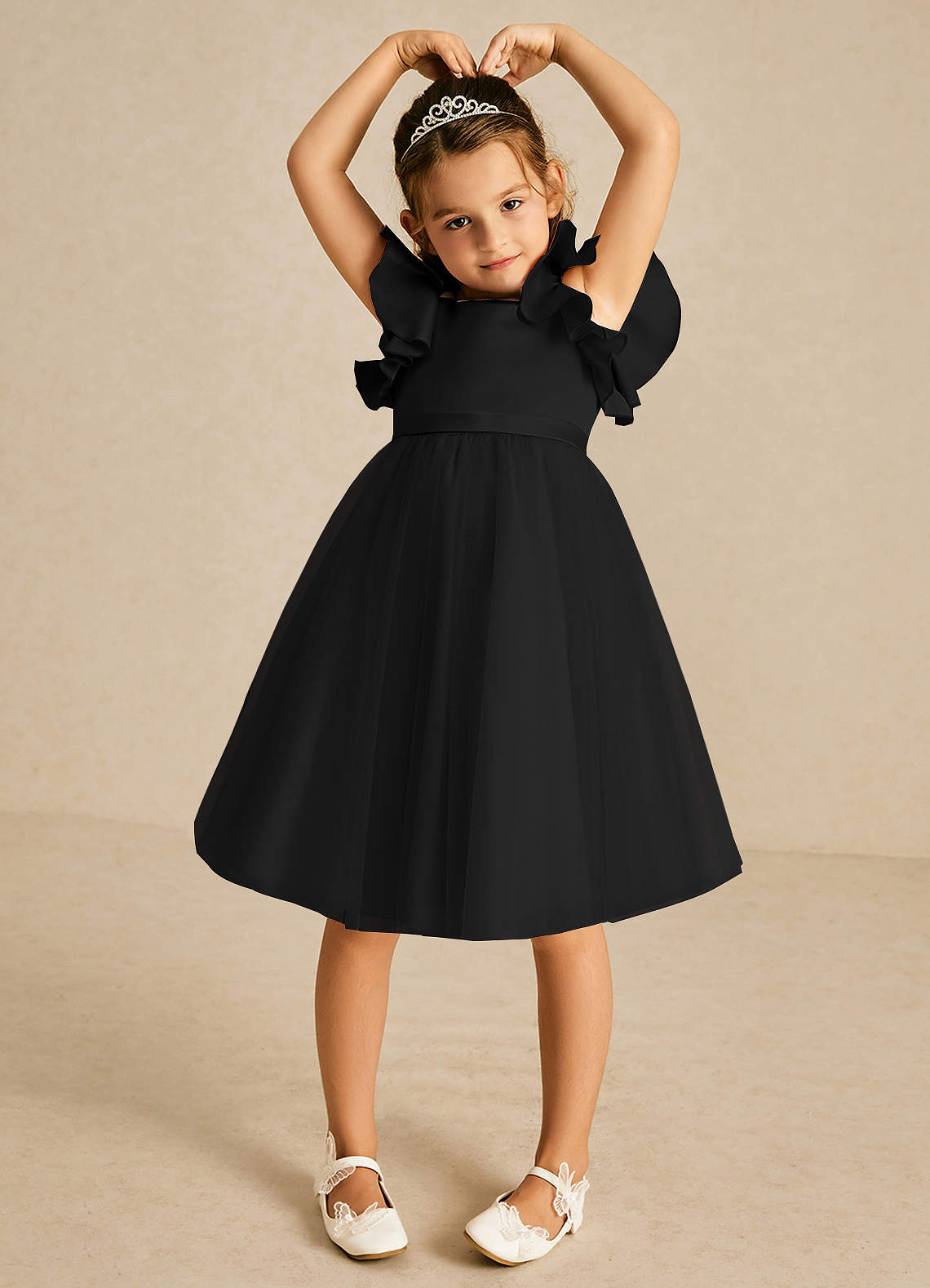 Azazie Kaeya Black A-Line Bow Tulle Dress | Azazie