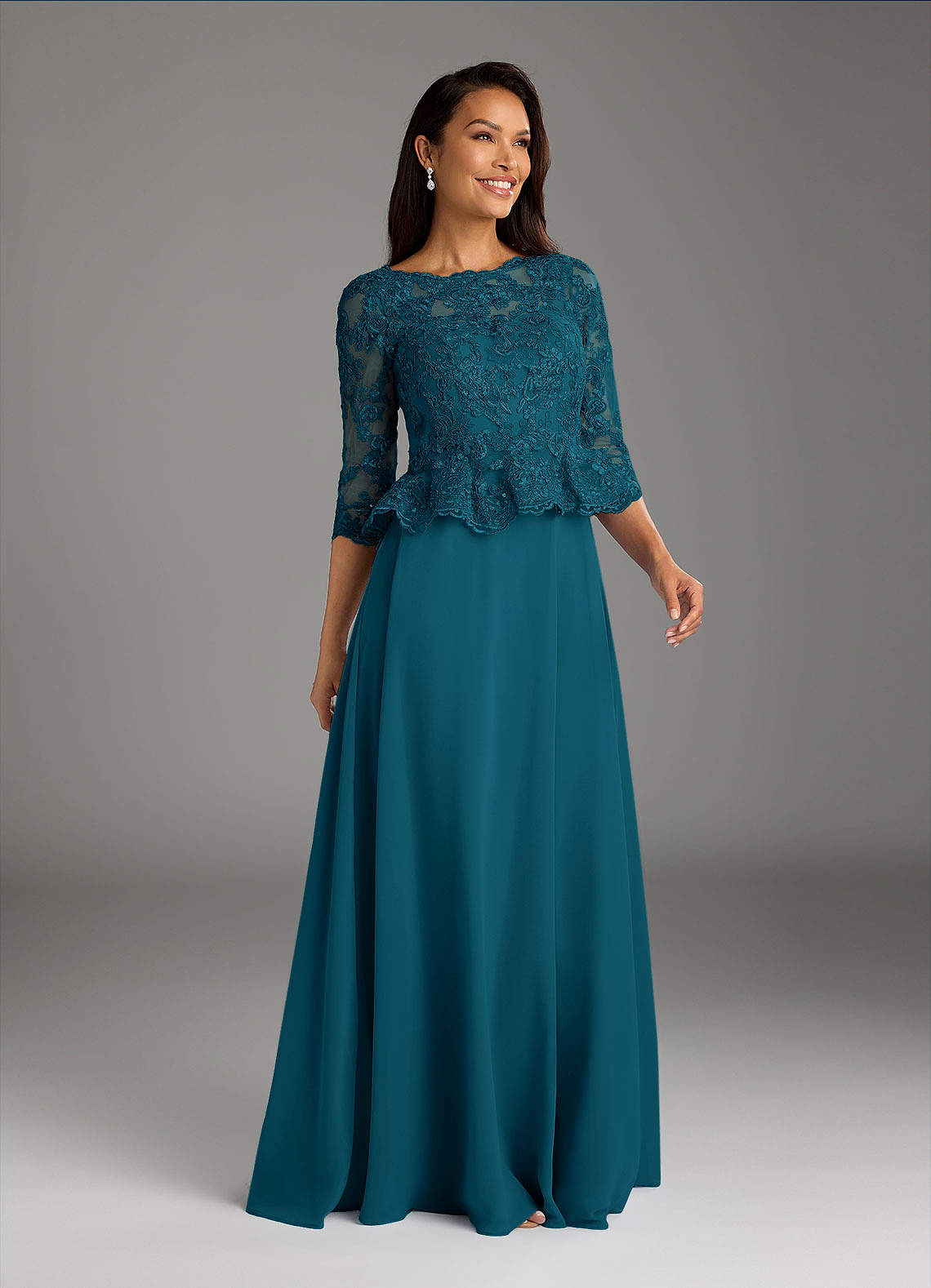 Azazie Averie Mother of the Bride Dresses Ink Blue A-Line Boatneck Sequins Chiffon Dress image1