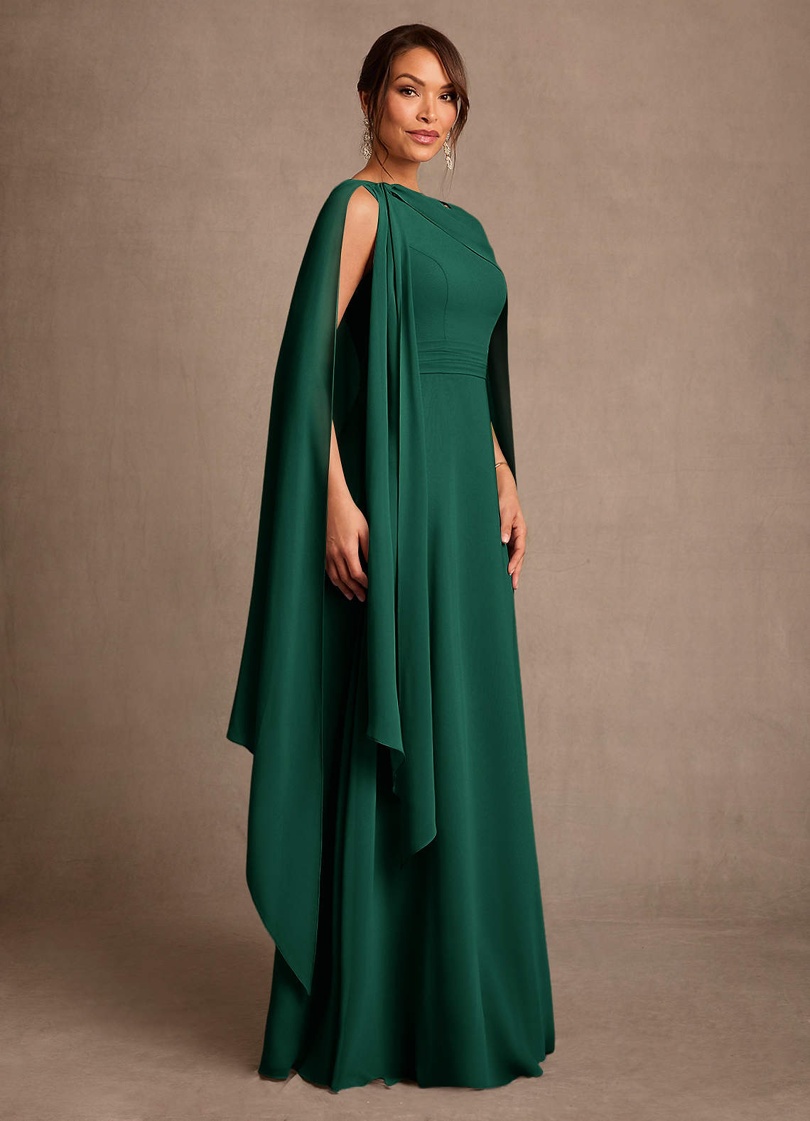 Azazie Liddie Mother of the Bride Dresses Emerald A-Line Pleated Chiffon Dress image1