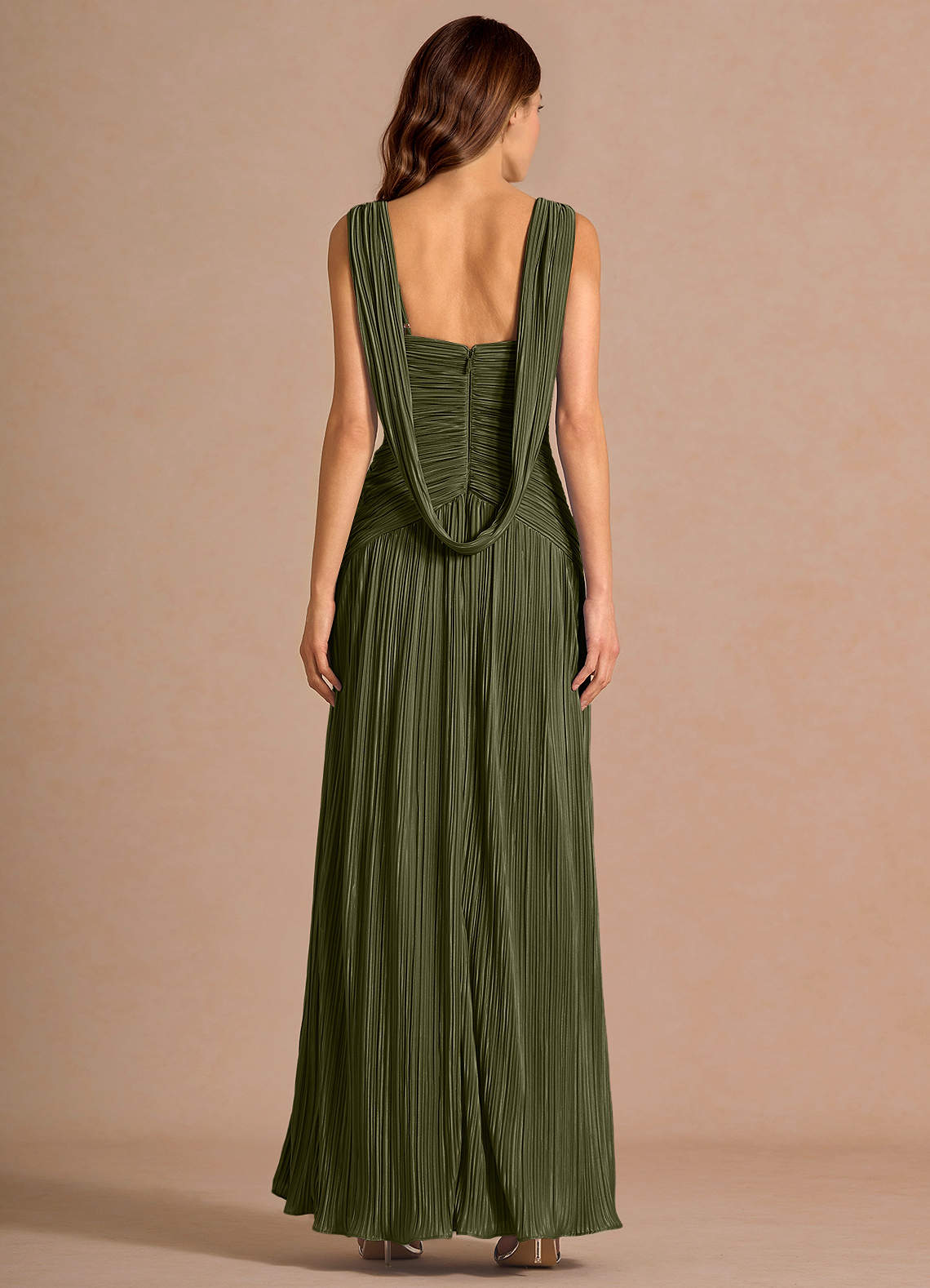 Vestido Verde Musgo Claro Largo Quellia image1