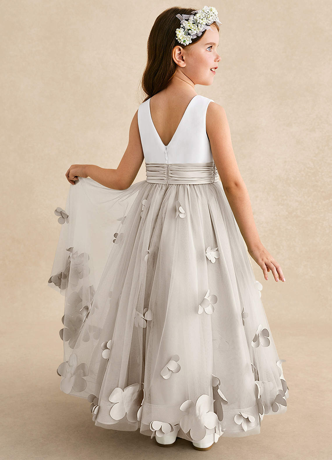 Azazie Vi Flower Girl Klänningar Klänning A-Line i Tyll Ärmlös image1