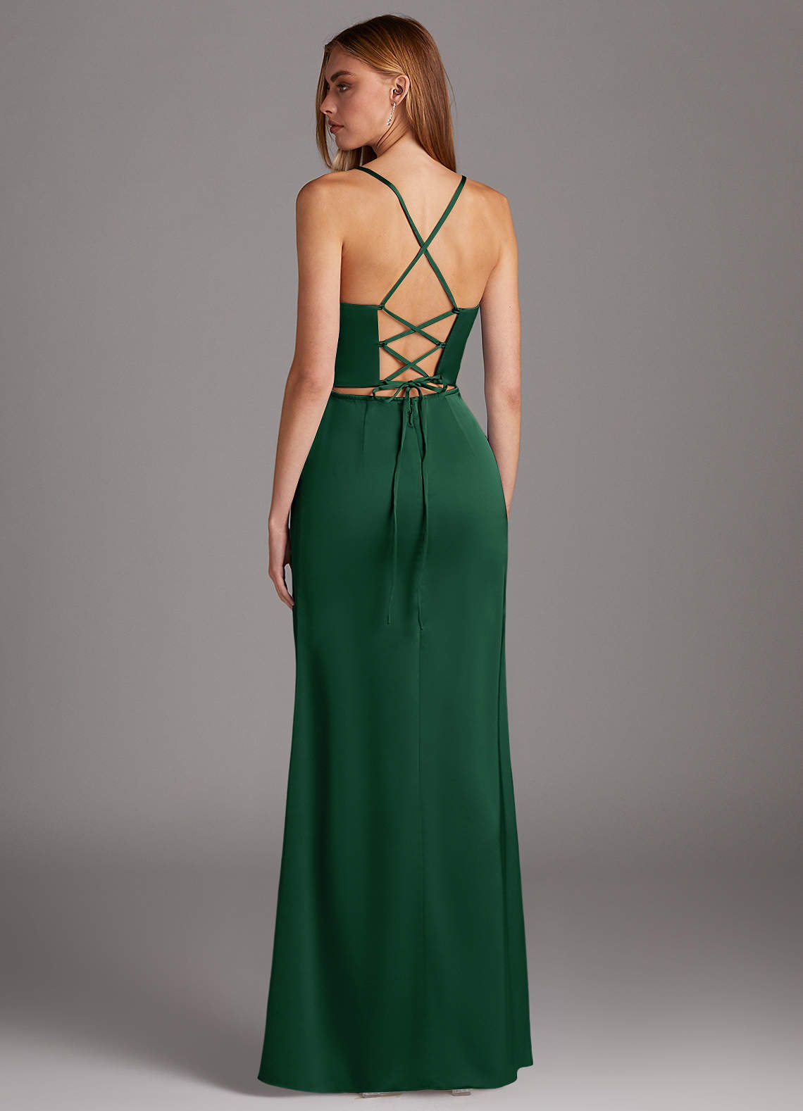 bridesmaid dress tight around ribs Zapaka Women Dusty Blue Long Bridesmaid Dress Corset A Line Spaghetti  Straps Wedding Guest Dress With Criss Cross Back – ZAPAKA