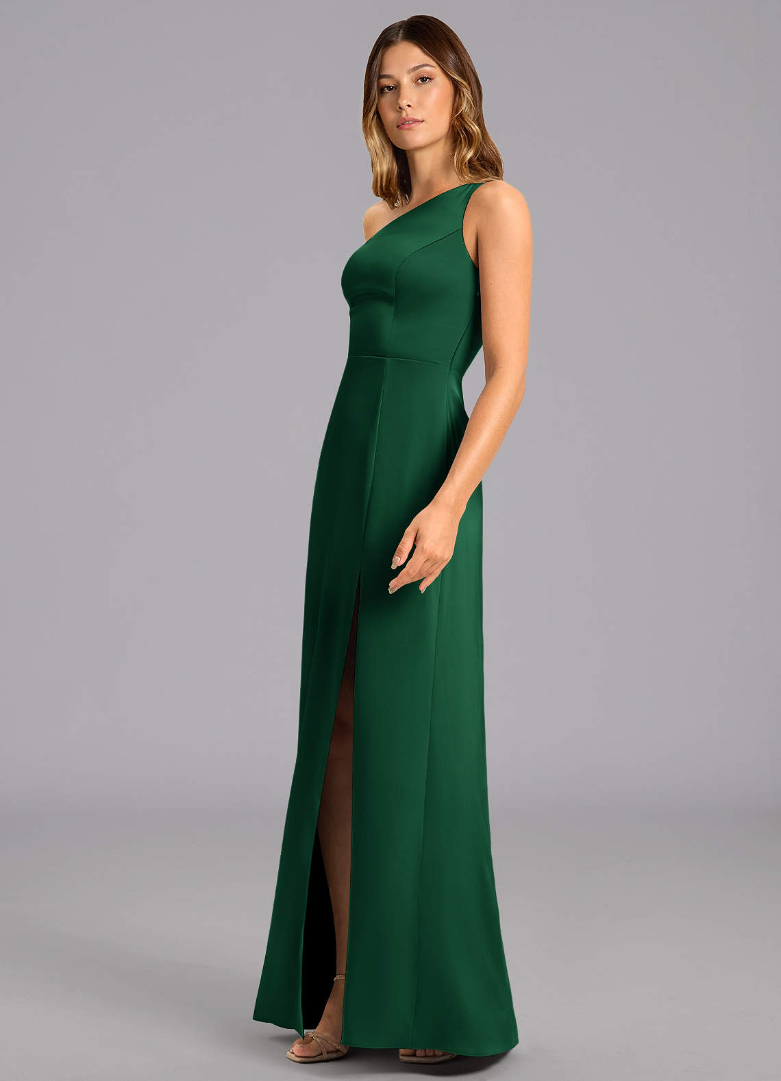 one shoulder stretch dress Women's One Shoulder Stretch Crepe Maxi Dress, Wine