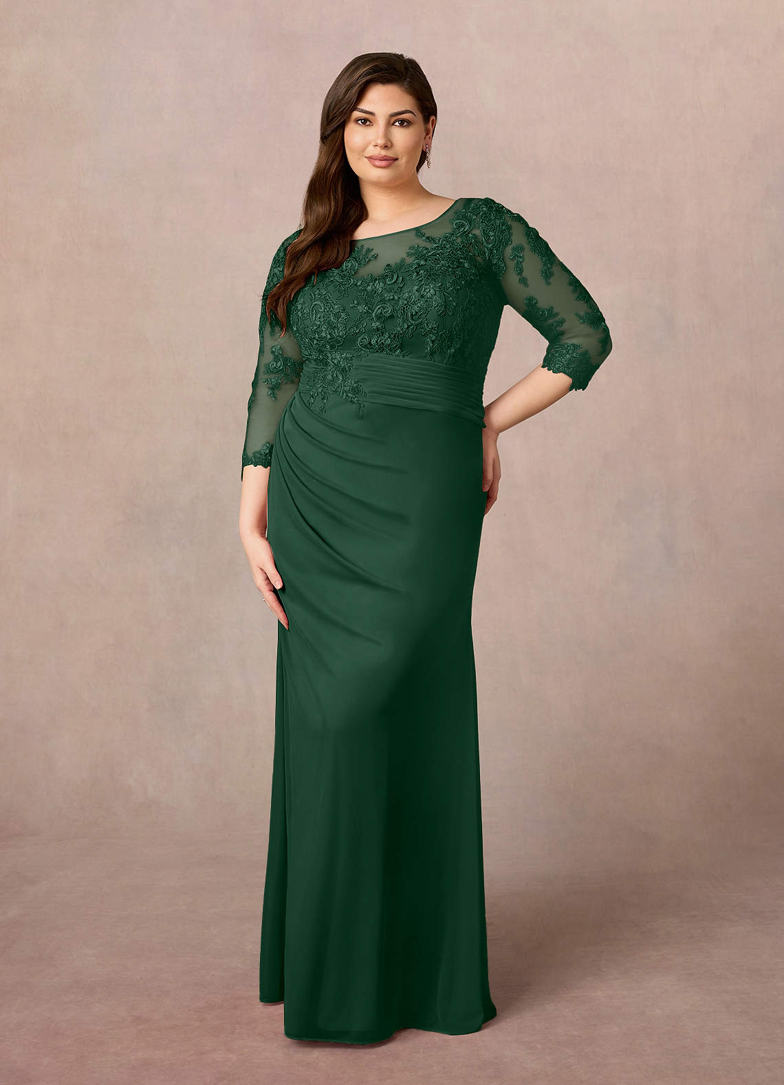 Azazie Fatemah Mother of the Bride Dresses Dark Green Mermaid Scoop Lace Lace Dress image6