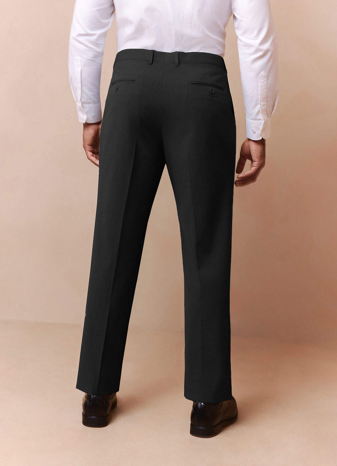 front Savile Black Wool Blend Dress Pants
