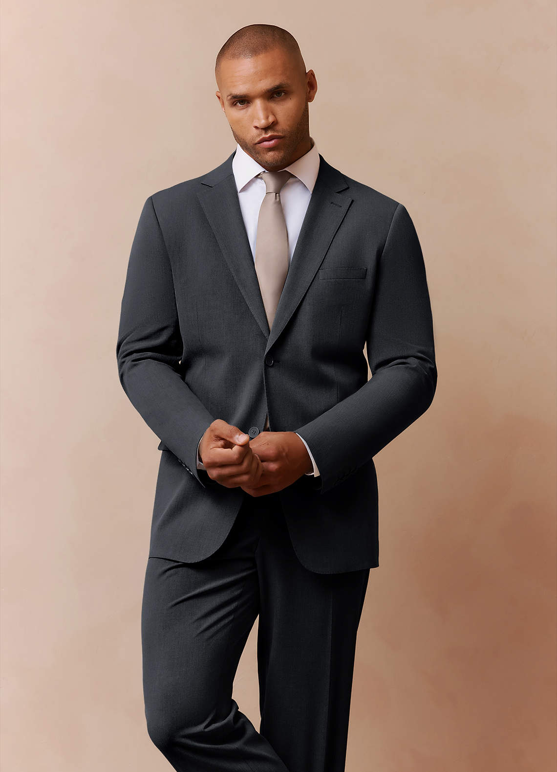 front Savile Charcoal Wool Blend Suit Jacket
