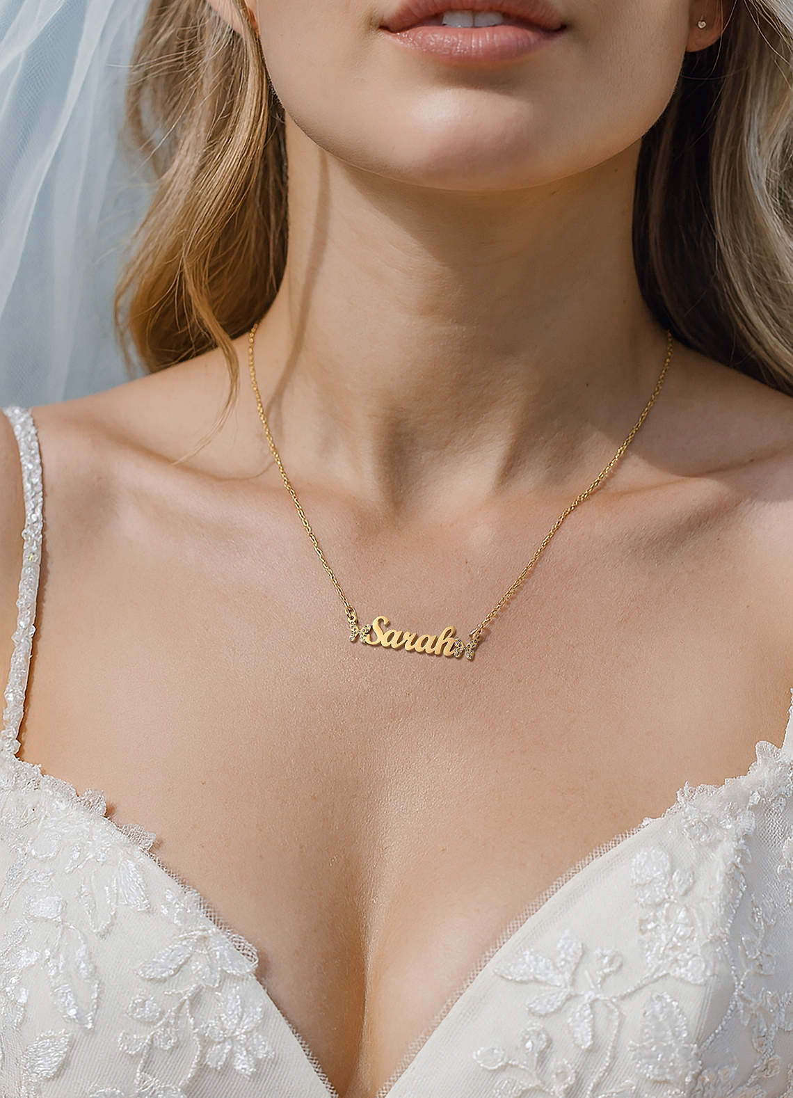 front Collar de joyería personalizado con nombre personalizado como recuerdo