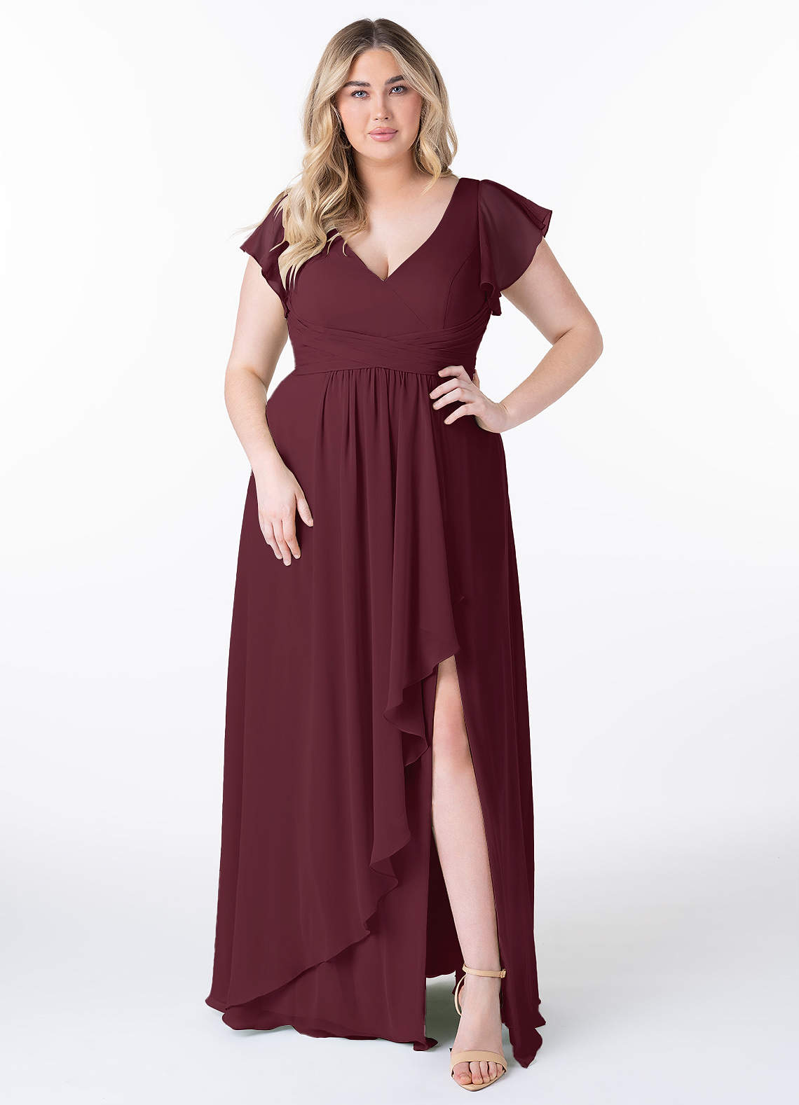 Azazie Omari Bridesmaid Dresses Cabernet A-Line Chiffon Dress image1