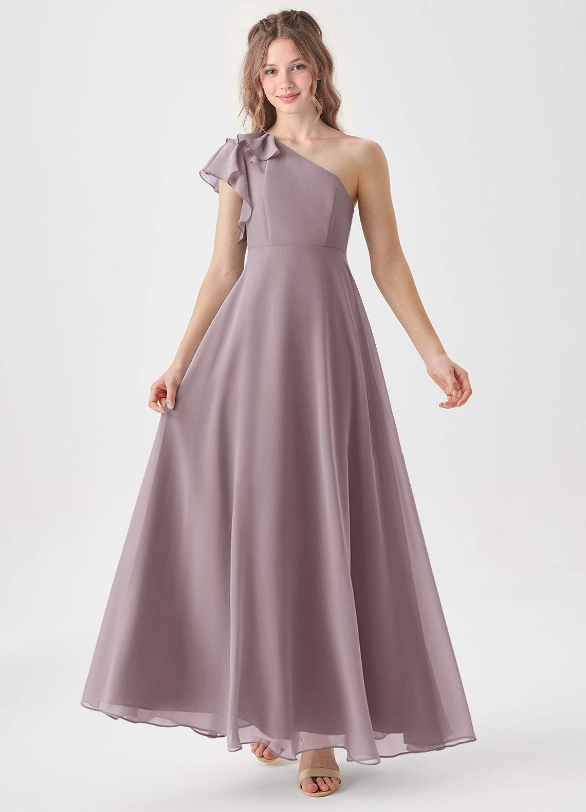Azazie Arabella Junior Dusk A-Line Ruched Chiffon Dress image1