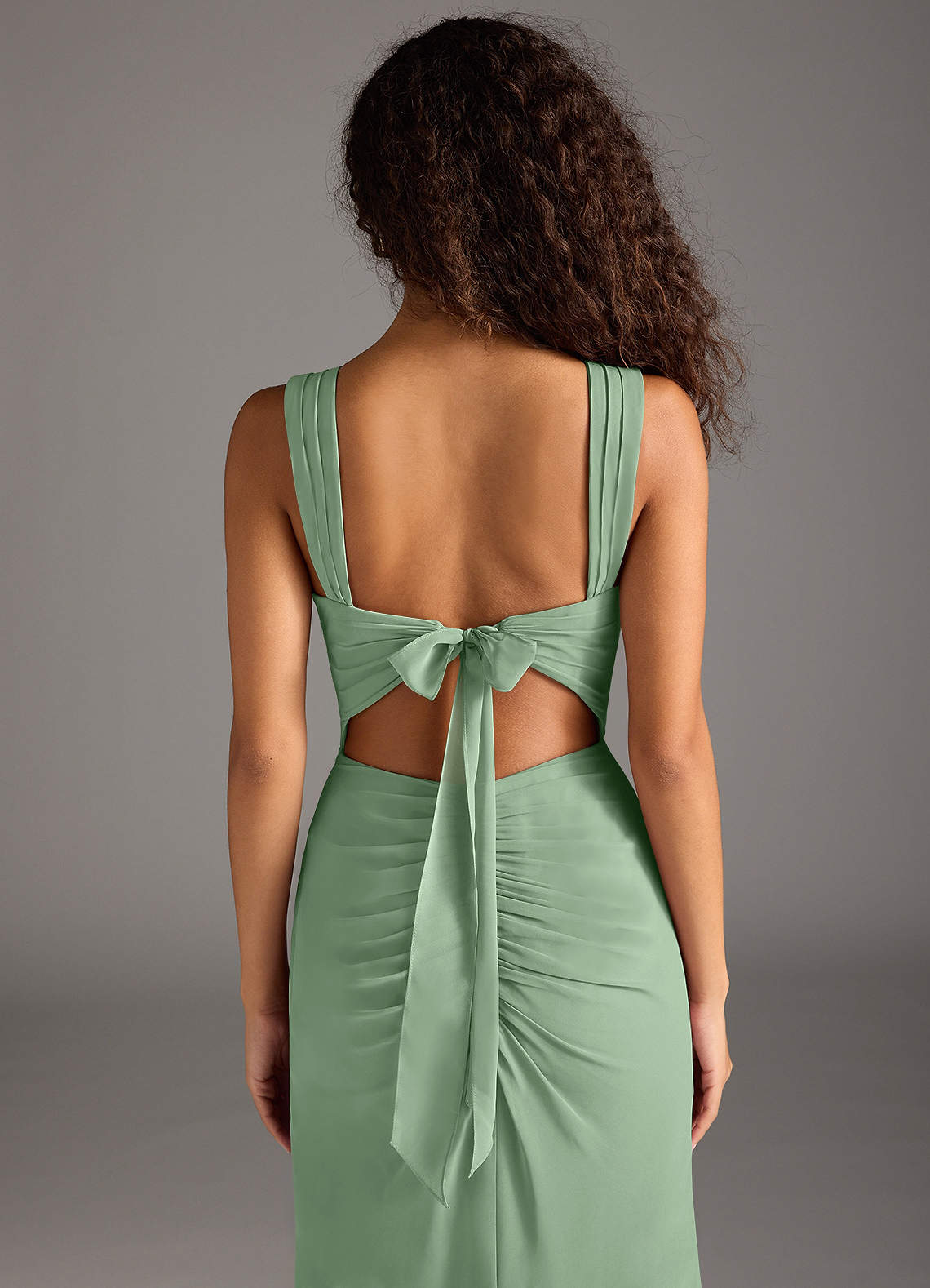 Azazie Jesaphine Bridesmaid Dresses Matcha Sheath Bow Chiffon Dress image5