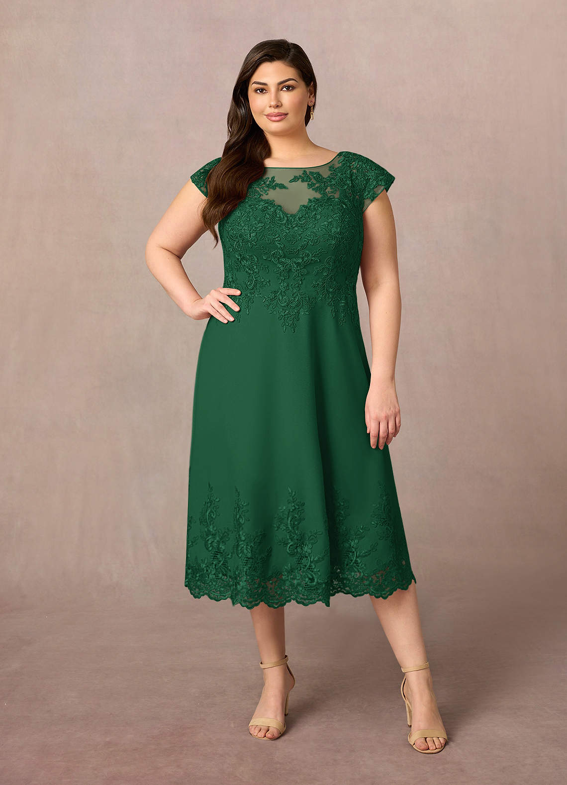 Azazie Terrano Mother of the Bride Dresses Dark Green A-Line Scoop Lace Dress image5