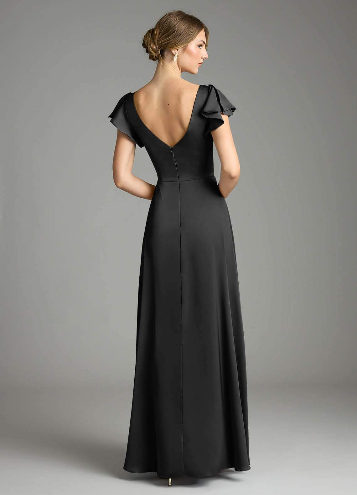 Azazie A-Line V-Neck Floor-Length Stretch Satin Bridesmaid Dresses