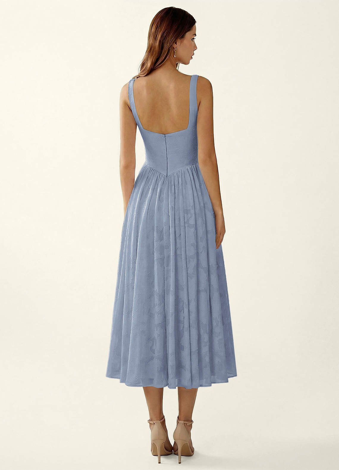 blue graduation dress midi Ottavia Powder Floral Burnout A-Line circle mirror with light