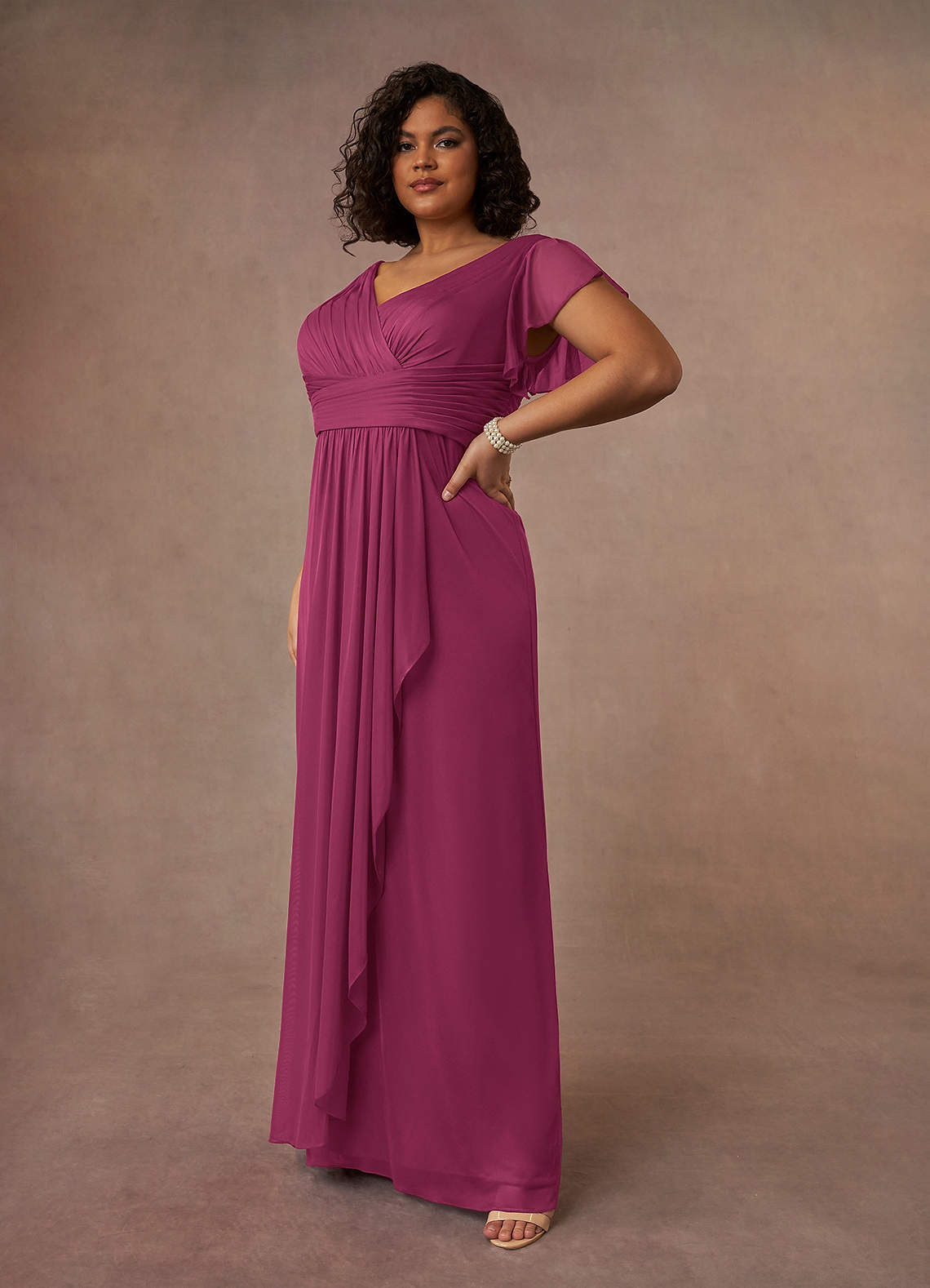 Azazie Reneya Mère de la mariée Robes Robe Trapèze en Maille Plissée Mûre image7