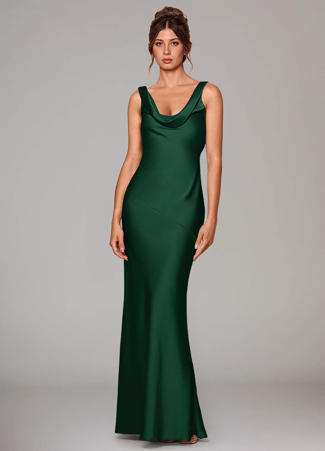 galaxy bridesmaid dresses Womens' Draped Back Mermaid Hem Chiffon Formal Dress Champagne / M main image 0