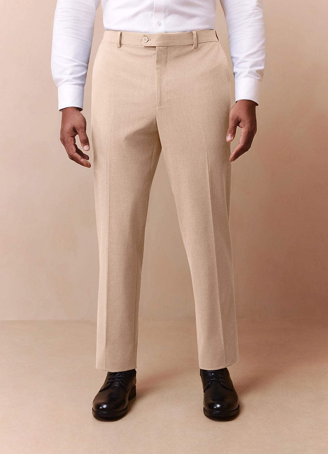 front Savile Tan Wool Blend Dress Pants