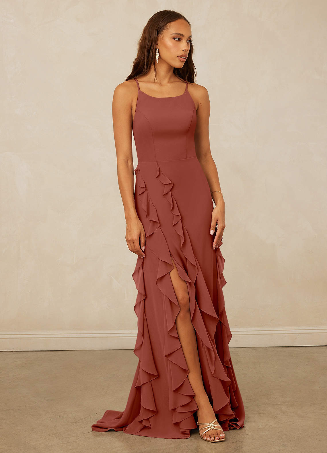 Christian Siriano Bridal for Azazie 1006 Bridesmaid Dresses Auburn Mermaid Ruched Chiffon Dress image1
