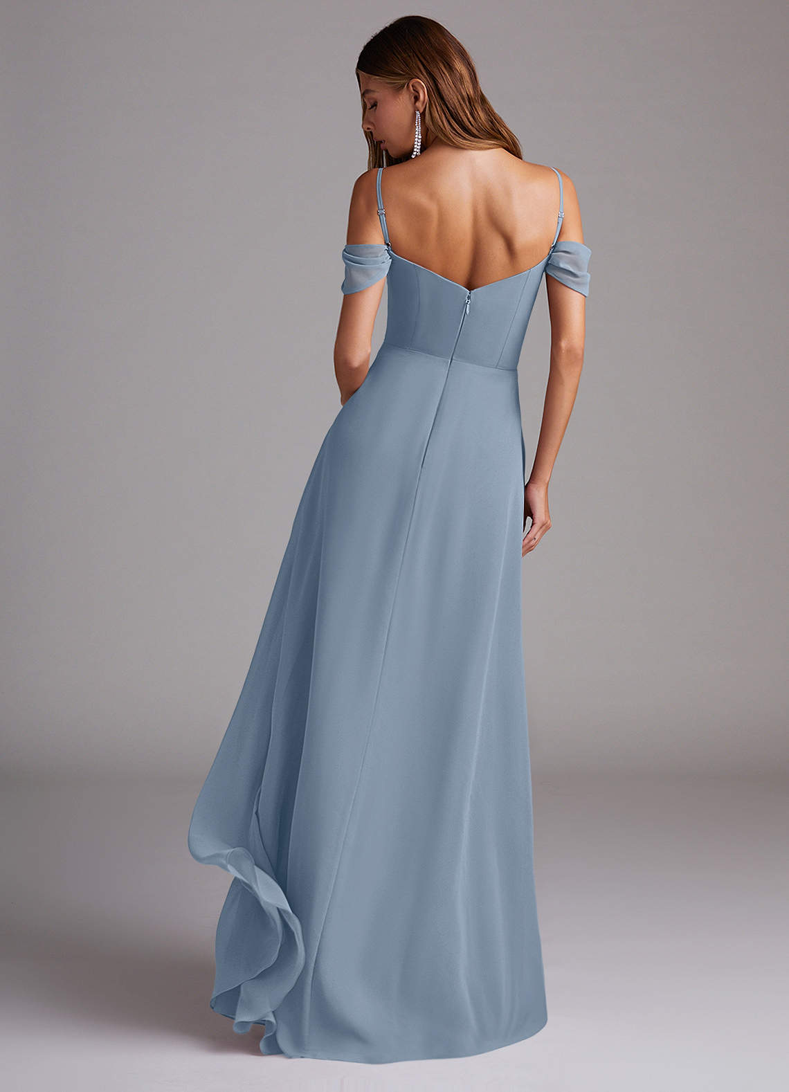 Azazie Marley Dusty Blue Chiffon Bridesmaid Dresses | Azazie