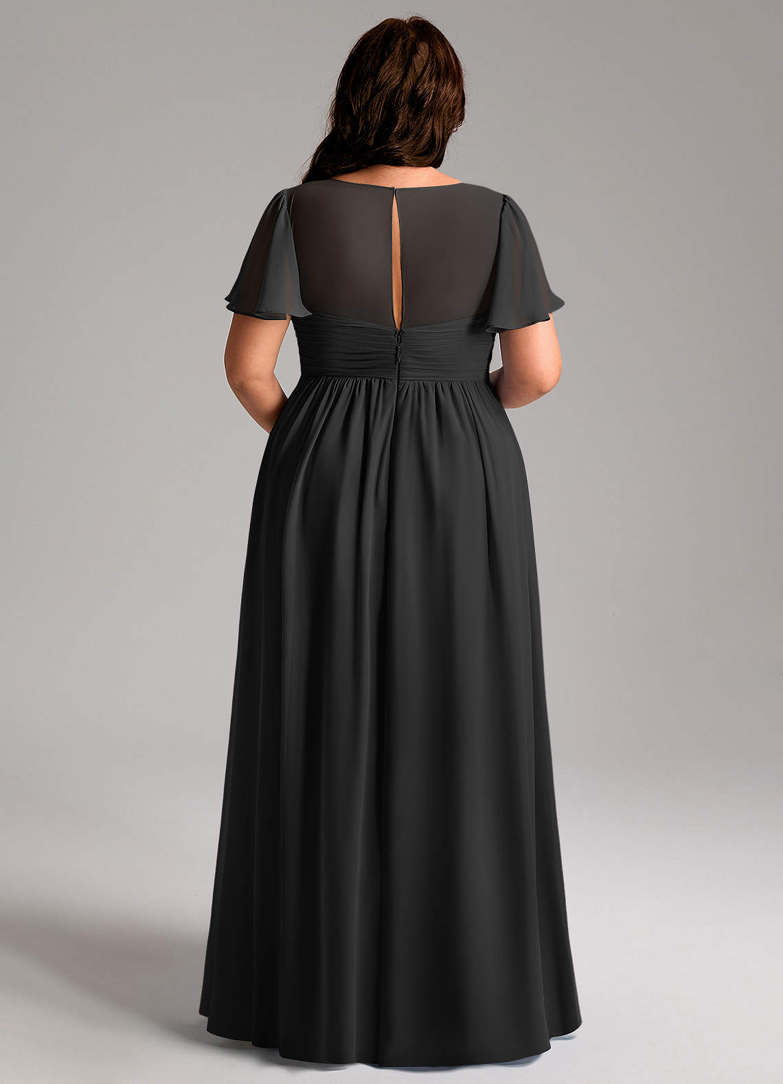 Azazie Verna Vestidos de dama de honra para maternidade Vestido Linha A Ruched Comprimento do chão Chiffon image11